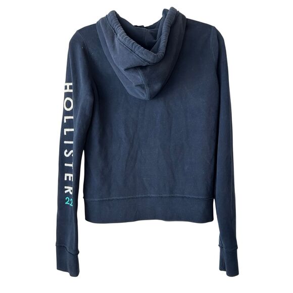 Hollister hooded jacket sz L logo embroidered sleeve navy y2k-vibe - Picture 2 of 7